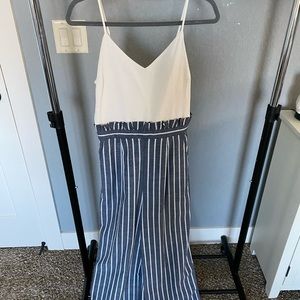 Altar’d State White/blue striped jumpsuit
